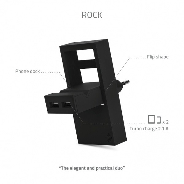 USBEPower ROCK Pocket charger 2Ports stand, černá_651908486