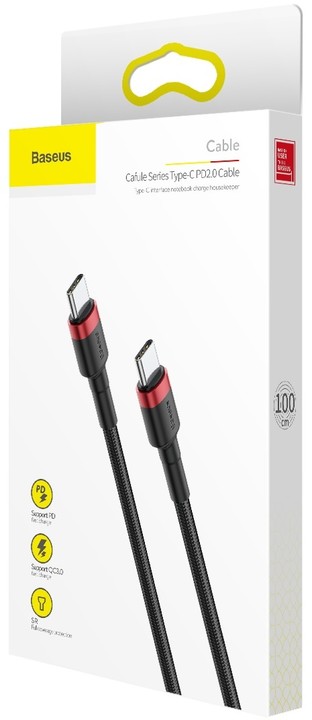Baseus odolný kabel Series Type-C PD2.0 60W Flash Charge kabel (20V 3A) 1M, červeno/černá_237652939