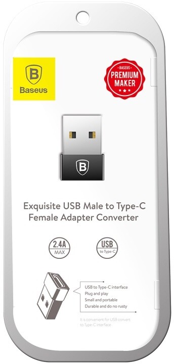 Baseus Exquisite adaptér USB samec/USB-C samice, černá