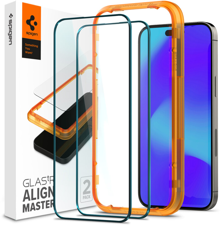 Spigen ochranné sklo tR Align Master pro Apple iPhone 14 Pro Max, černá, 2ks_1408828467