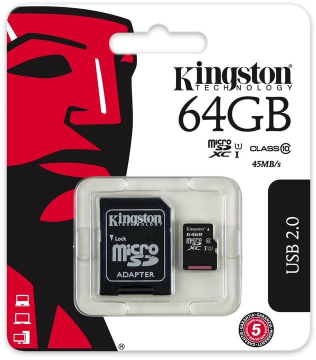 Kingston Micro SDXC 64GB Class 10 UHS-I + SD adaptér_1417313630