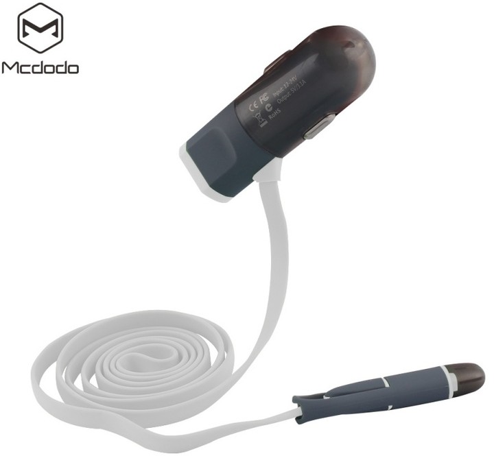 Mcdodo 3-in-1 nabíječka do auta s USB-C/microUSB/Lightning, 1,2m, bílá_35250551