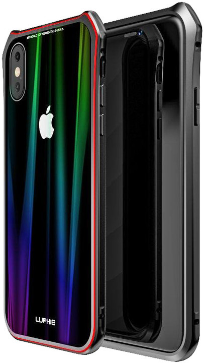 Luphie Aurora Magnet Hard Case Glass pro iPhone X, černo/červená_1051901058