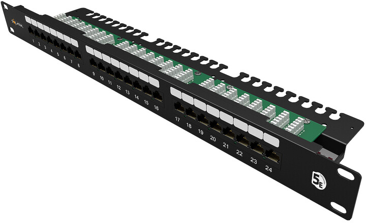 Solarix patch panel SX24L-5E-UTP-BK-N - 24x RJ45, CAT5E, UTP, černá, 1U_1792221300