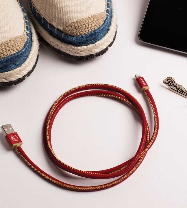 PlusUs LifeStar Handcrafted USB Charge &amp; Sync cable (1m) Lightning - Red /Yellow_1779225490