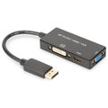 Digitus převodník 3v1 DisplayPort - HDMI, DVI, VGA, M/F/F/F, 20cm, černá_571984354