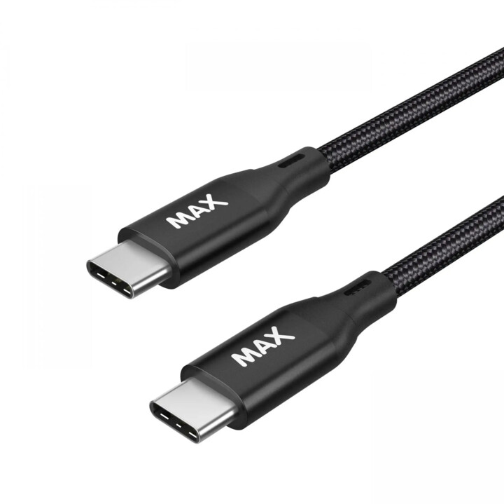 MAX kabel USB-C, 95W, opletený, 1m, černá_1964592406