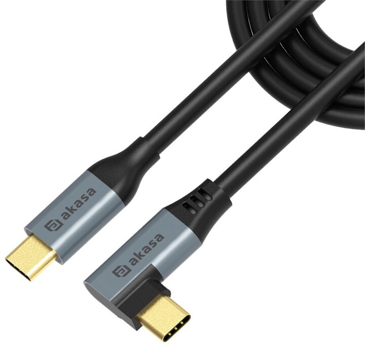 AKASA nabíjecí kabel USB-C, 90°, PD 100W, černá_495859904
