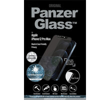 PanzerGlass ochranné sklo Edge-to-Edge pro iPhone 12 Pro Max, antibakteriální, Privacy, Swarowski CamSlider, černá O2 TV HBO a Sport Pack na dva měsíce