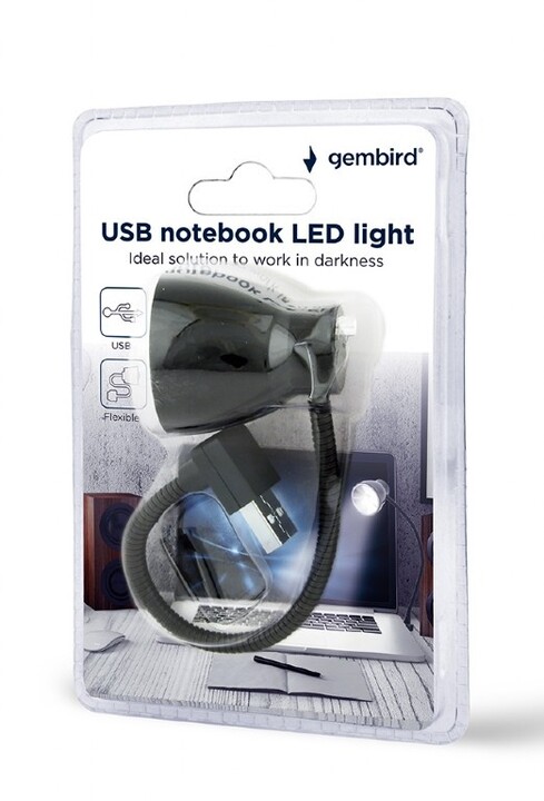 Gembird USB lampička k notebooku, flexibilní, černá_848692078