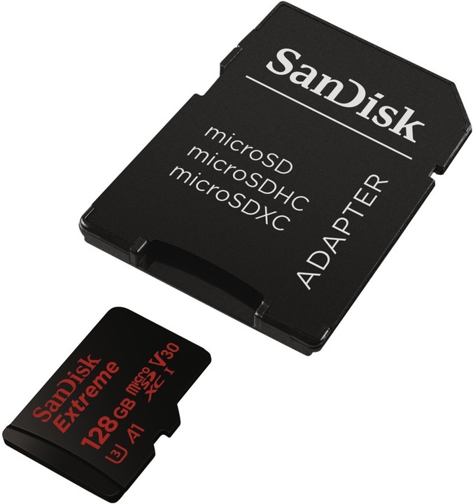SanDisk Micro SDXC Extreme 128GB A1 UHS-I U3 (100 MB/s čtení a 90 MB/s zápis) + SD adaptér_1290260821