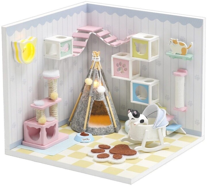 Stavebnice DvěDěti - Miniatura domečku Domov kočičky Mňau_377850520