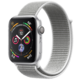 Apple Watch series 4, 44mm, pouzdro ze stříbrného hliníku/bílý provlékací řemínek
