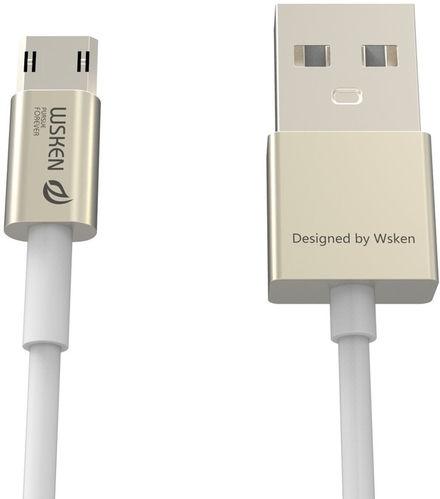 WSKEN MicroUSB nabíjecí/datový kabel, oboustranné konektory (USB i microUSB), zlatý_1503406727