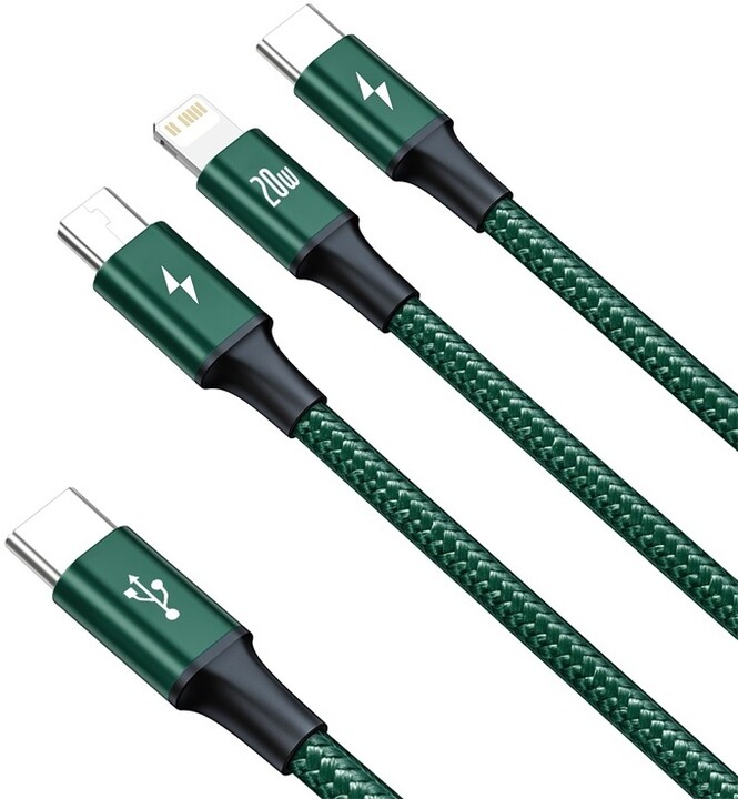 Baseus nabíjecí / datový kabel 3v1 Rapid Series USB-C - USB-C / Lightning / USB-C, PD 20W, 1.5m,_1764716835