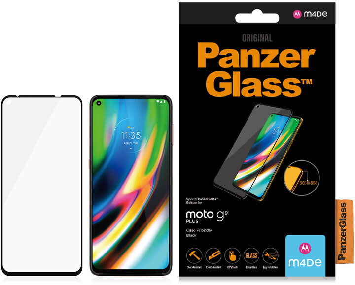 PanzerGlass ochranné sklo Edge-to-Edge pro Motorola Moto G9 Plus, černá_1832029258