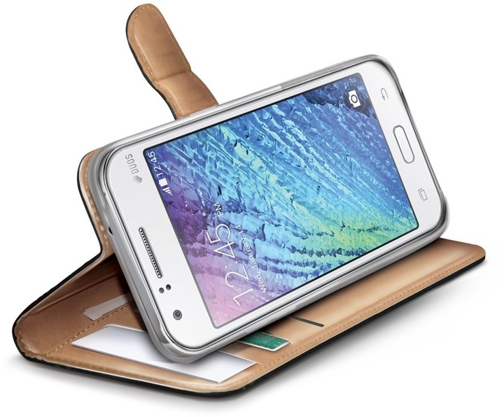 CELLY Wally pouzdro pro Samsung Galaxy J1, PU kůže, černá (2015)_366668746