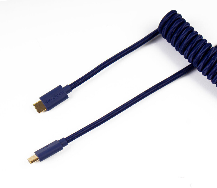 Keychron Coiled Aviator Cable, USB-C/USB-A, 1,36m, modrý_1558334113