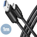 AXAGON kabel USB-A - USB-C SPEED USB3.2 Gen 1, 3A, opletený, 1m, černá_311598504
