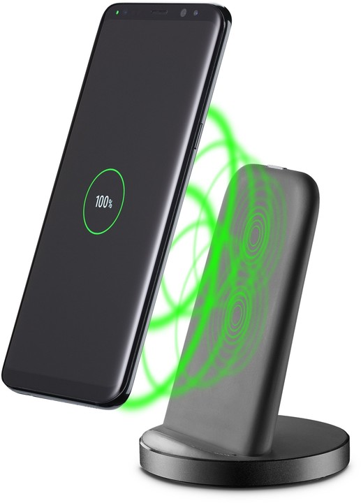 CellularLine Wireless fast charger Stand s USB-C, černý_1697435654