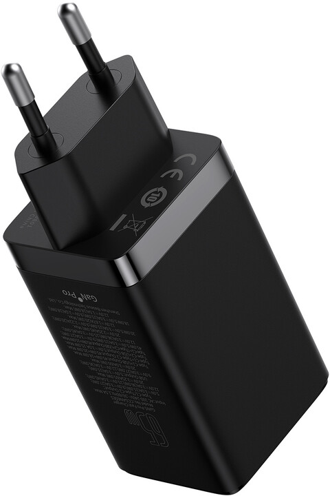 Baseus rychlonabíjecí adaptér GaN5 Pro, 2x USB-C, USB-A, 65W, černá_528949621