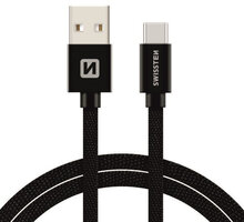 SWISSTEN textilní datový kabel USB 3.1 C/M - USB 2.0 A/M, 3m, černý 71527900