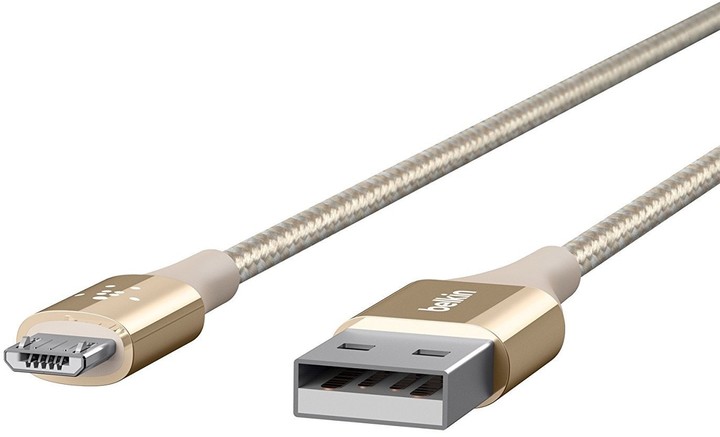 Belkin kabel Premium Kevlar USB-A 2.0 /microUSB, 1,2m - zlatý_1917768751