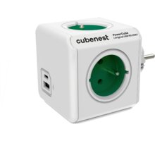 Cubenest PowerCube Original rozbočka, 4 zásuvky + USB A+C PD 20 W, zelená 6974699971016
