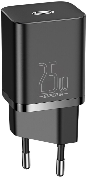 Baseus síťová nabíječka Super Si Quick 1C, USB-C, 25W, černá + kabel USB-C - USB-C, 3A, 1M, černá_636448122