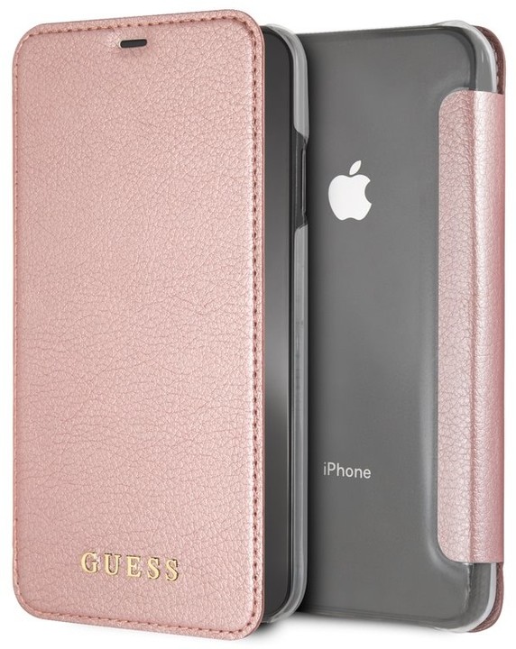 GUESS PU Leather Book Case Iridescent pro iPhone XS Max, růžovo/zlatá_111416128
