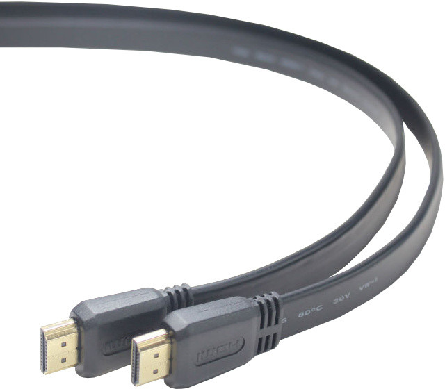 PremiumCord HDMI High Speed + Ethernet plochý kabel, zlacené konektory, 2m