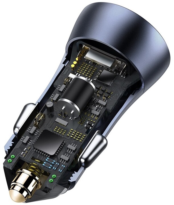 Baseus nabíječka do auta Golden Contactor Pro, USB-C, USB-A, QC, 40W, šedá_874570245