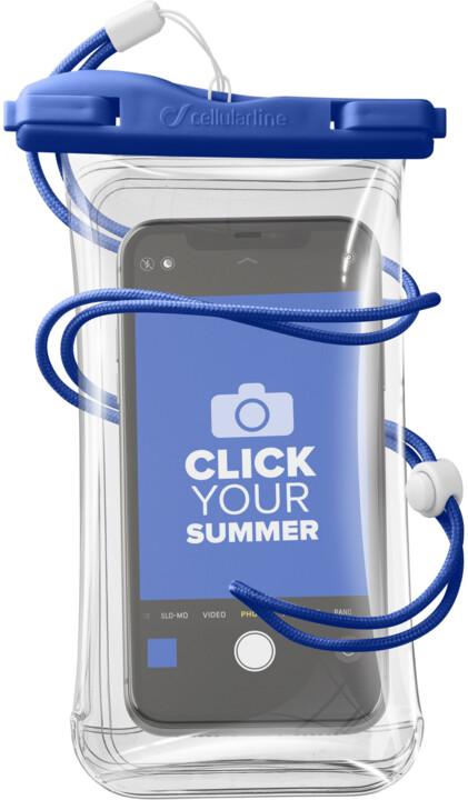 CellularLine vodotěsné pouzdro pro mobilní telefony, univerzální, IPX8, modrá