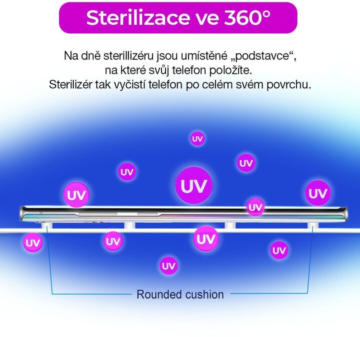 FIXED UV sterilizér pro mobilní telefony, s nabíjením, bílá_471893343
