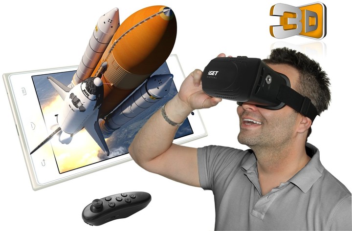 iGET Virtual R2 VR brýle + BT dálkový ovladač, černá_1330857234