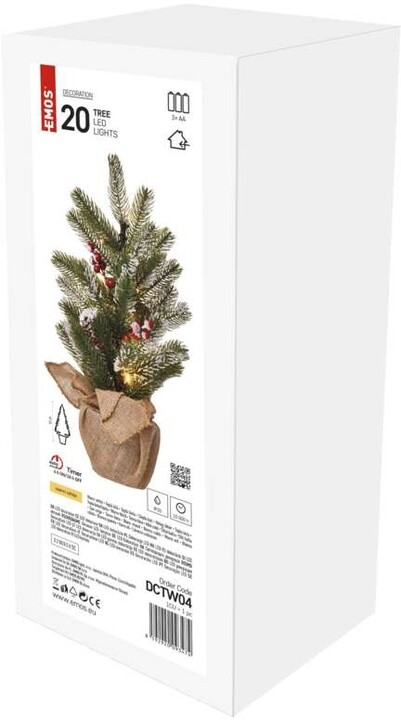 Emos LED vánoční stromek zasněžený, 52 cm, 3x AA, vnitřní, teplá bílá, časovač_208680446