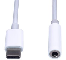 PremiumCord převodník USB-C - jack 3,5mm, M/F, 10cm, bílá ku31zvuk01