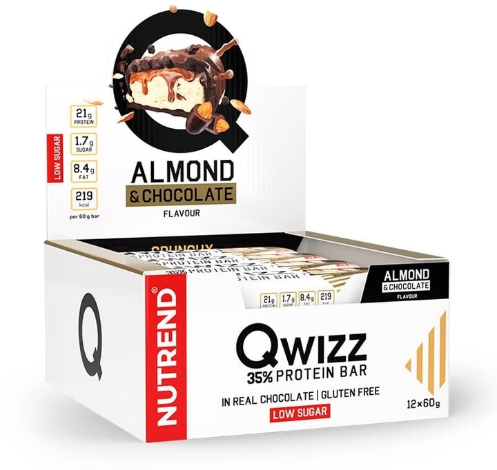 Nutrend QWIZZ PROTEIN BAR, tyčinka, proteinová, multipack, mandle/čokoláda, 12x60g_305500931