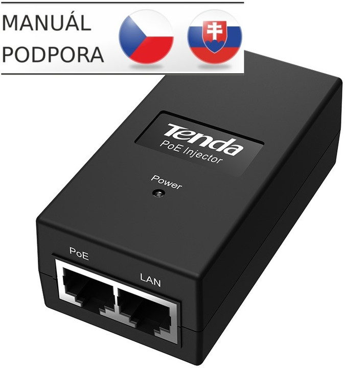 Tenda POE15F Fast Ethernet Power Injector, 15.4 W, 10/100Mb/s, 802.3af, 48 V, PD auto
