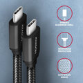 AXAGON kabel USB-C - USB-C SPEED USB3.2 Gen 1, PD60W 3A, opletený, 1.5m, černá_1440973932