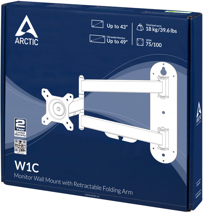 Arctic W1C nástenný držák pro LCD do 43&quot;, černá_1663816252