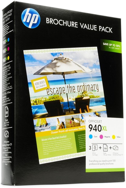 HP sada papíru na brožury HP Officejet řady 940XL, 100 listů, 210 x 297 mm_1508808564