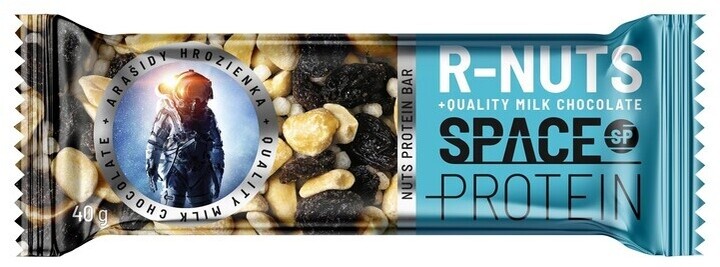 Space Protein R-Nuts, tyčinka, proteinová, oříšky/rozinky/čokoláda, 40g