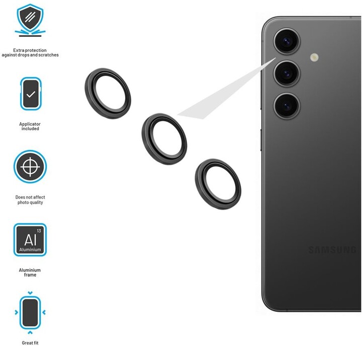 FIXED ochranná skla čoček fotoaparátů pro Samsung Galaxy A55 5G, černá_2046654760