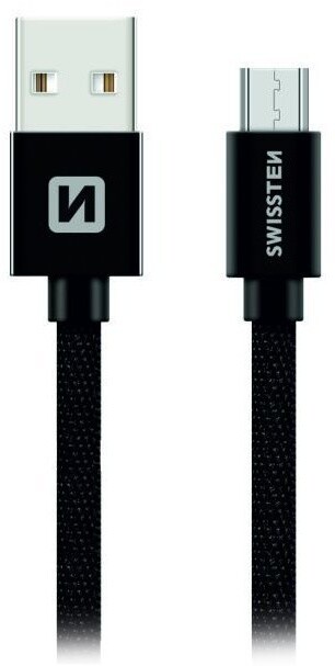 SWISSTEN datový kabel USB-A - micro USB, opletený, 2m, černá_1320202354
