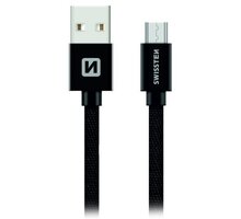 SWISSTEN datový kabel USB-A - micro USB, opletený, 2m, černá