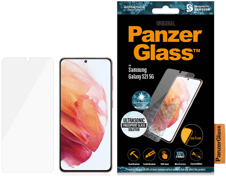 PanzerGlass ochranné sklo Edge-to-Edge pro Samsung Galaxy S21 5G, antibakteriální, čirá_1081667281