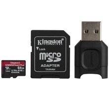 Kingston Micro SDXC Canvas React Plus 64GB 285MB/s UHS-II U3 + adaptér_1466871412