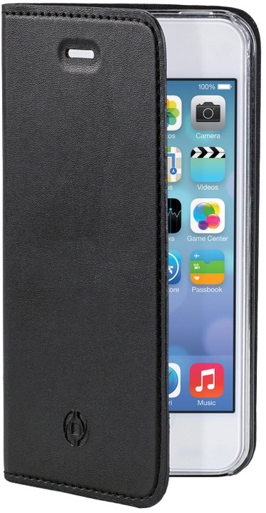 CELLY Air pouzdro typu kniha pro Apple iPhone 5, PU kůže, ultra tenké, černé_1502750183