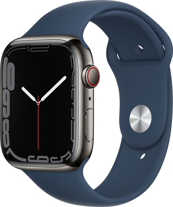 Apple Watch Series 7 Cellular, 45mm, Graphite, Stainless Steel, Abyss Blue Sport Band_895829718